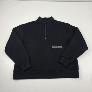 White Fox Sweatshirt Womens S/M Black 1/4 Zip Mock Neck Quote Graphic Text